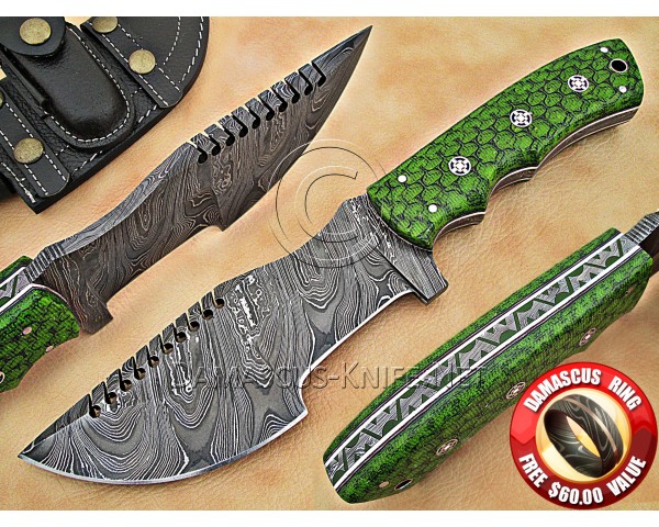 Personalized Handmade Damascus Steel Arts and Crafts Hunting and Survival Tracker Knife