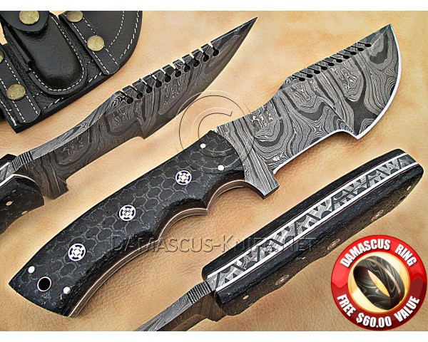 Personalized Handmade Damascus Steel Arts and Crafts Hunting and Survival Tracker Knife