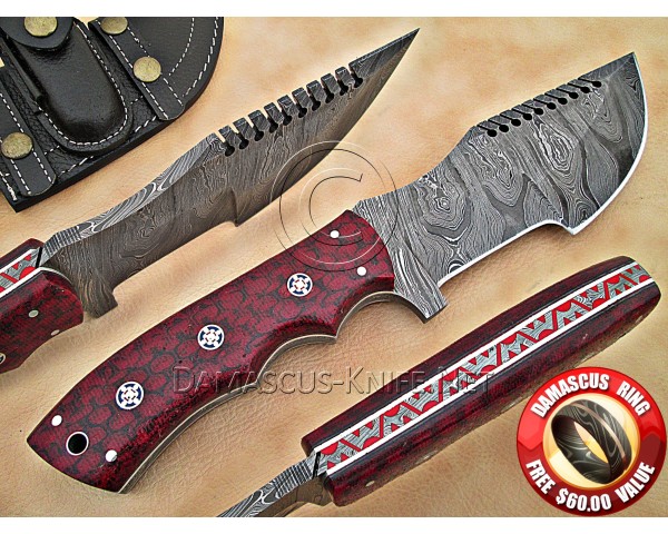 Personalized Handmade Damascus Steel Arts and Crafts Hunting and Survival Tracker Knife