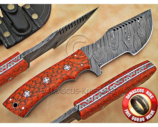 Personalized Handmade Damascus Steel Arts and Crafts Hunting and Survival Tracker Knife