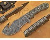 Lot of 7 Personalized Handmade Damascus Steel Gut Hook Arts and Crafts Hunting and Survival Tracker Knife