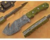 Lot of 7 Personalized Handmade Damascus Steel Gut Hook Arts and Crafts Hunting and Survival Tracker Knife