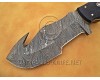 Personalized Handmade Damascus Steel Gut Hook Arts and Crafts Hunting and Survival Tracker Knife