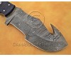 Personalized Handmade Damascus Steel Gut Hook Arts and Crafts Hunting and Survival Tracker Knife