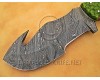 Personalized Handmade Damascus Steel Gut Hook Arts and Crafts Hunting and Survival Tracker Knife