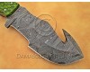 Personalized Handmade Damascus Steel Gut Hook Arts and Crafts Hunting and Survival Tracker Knife