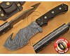 Personalized Handmade Damascus Steel Gut Hook Arts and Crafts Hunting and Survival Tracker Knife