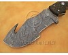 Personalized Handmade Damascus Steel Gut Hook Arts and Crafts Hunting and Survival Tracker Knife