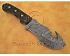 Personalized Handmade Damascus Steel Gut Hook Arts and Crafts Hunting and Survival Tracker Knife