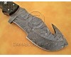 Personalized Handmade Damascus Steel Gut Hook Arts and Crafts Hunting and Survival Tracker Knife