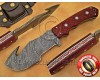 Personalized Handmade Damascus Steel Gut Hook Arts and Crafts Hunting and Survival Tracker Knife