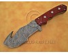 Personalized Handmade Damascus Steel Gut Hook Arts and Crafts Hunting and Survival Tracker Knife