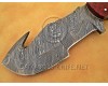 Personalized Handmade Damascus Steel Gut Hook Arts and Crafts Hunting and Survival Tracker Knife