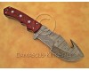 Personalized Handmade Damascus Steel Gut Hook Arts and Crafts Hunting and Survival Tracker Knife