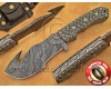 Personalized Handmade Damascus Steel Gut Hook Arts and Crafts Hunting and Survival Tracker Knife