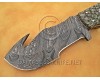 Personalized Handmade Damascus Steel Gut Hook Arts and Crafts Hunting and Survival Tracker Knife