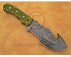 Personalized Handmade Damascus Steel Gut Hook Arts and Crafts Hunting and Survival Tracker Knife