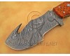 Personalized Handmade Damascus Steel Gut Hook Arts and Crafts Hunting and Survival Tracker Knife