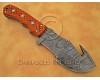 Personalized Handmade Damascus Steel Gut Hook Arts and Crafts Hunting and Survival Tracker Knife