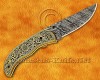 Personalized Hand Engraved Damascus Steel Arts and Crafts Pocket Folding Knife Brass Handle