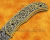 Personalized Hand Engraved Damascus Steel Arts and Crafts Pocket Folding Knife Brass Handle