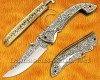 Personalized Hand Engraved Stainless Steel Arts and Crafts Pocket Folding Knife Brass Handle