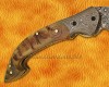 Personalized Handmade Damascus Steel Arts and Crafts Pocket Folding Knife Ram Horn Handle