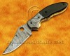 Personalized Handmade Damascus Steel Arts and Crafts Pocket Folding Knife Bull Horn Handle