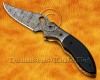 Personalized Handmade Damascus Steel Arts and Crafts Pocket Folding Knife Bull Horn Handle