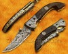 Personalized Handmade Damascus Steel Arts and Crafts Pocket Folding Knife Bone Handle