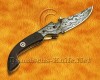 Personalized Handmade Damascus Steel Arts and Crafts Pocket Folding Knife Bone Handle