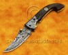 Personalized Handmade Damascus Steel Arts and Crafts Pocket Folding Knife Bone Handle