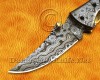 Personalized Handmade Damascus Steel Arts and Crafts Pocket Folding Knife Bone Handle