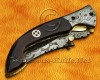 Personalized Handmade Damascus Steel Arts and Crafts Pocket Folding Knife Bone Handle