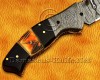 Personalized Handmade Damascus Steel Arts and Crafts Pocket Folding Knife Bull Horn Handle