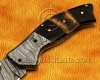 Personalized Handmade Damascus Steel Arts and Crafts Pocket Folding Knife Bull Horn Handle