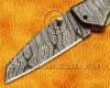 Personalized Handmade Damascus Steel Arts and Crafts Pocket Folding Knife Bull Horn Handle