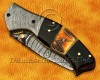 Personalized Handmade Damascus Steel Arts and Crafts Pocket Folding Knife Bull Horn Handle