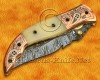 Personalized Handmade Damascus Steel Arts and Crafts Pocket Folding Knife Horn and Bone Handle