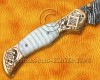 Personalized Scrimshaw Handmade Damascus Steel Arts and Crafts Pocket Folding Knife Bone Handle