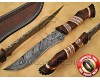 Personalized Handmade Damascus Steel Arts and Crafts Hunting and Survival Bowie Knife Rosewood Handle