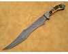 Personalized Handmade Damascus Steel Hunting and Survival Arts and Crafts Bowie Knife Stag Handle