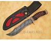 Personalized Handmade Damascus Steel Arts and Crafts Hunting and Survival Bowie Knife Horn Handle