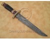 Personalized Handmade Damascus Steel Arts and Crafts Hunting and Survival Bowie Knife Horn Handle