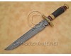 Personalized Handmade Damascus Steel Arts and Crafts Hunting and Survival Bowie Knife Horn Handle