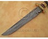 Personalized Handmade Damascus Steel Arts and Crafts Hunting and Survival Bowie Knife Horn Handle