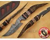 Personalized Handmade Damascus Steel Arts and Crafts Hunting and Survival Gut Hook Bowie Knife Horn Handle