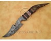 Personalized Handmade Damascus Steel Arts and Crafts Hunting and Survival Gut Hook Bowie Knife Horn Handle