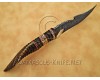 Personalized Handmade Damascus Steel Arts and Crafts Hunting and Survival Gut Hook Bowie Knife Horn Handle