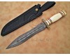 Personalized Handmade Damascus Steel Arts and Crafts Hunting and Survival Dagger Knife Bone Handle